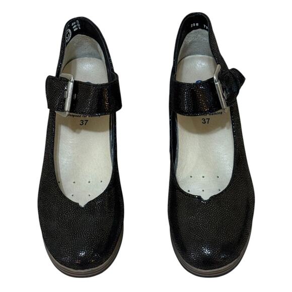 Not For Sale Wolky Pumps Women 37 US 6 Black Aya Leather Metallic Mary‎ Jane - Picture 3 of 9